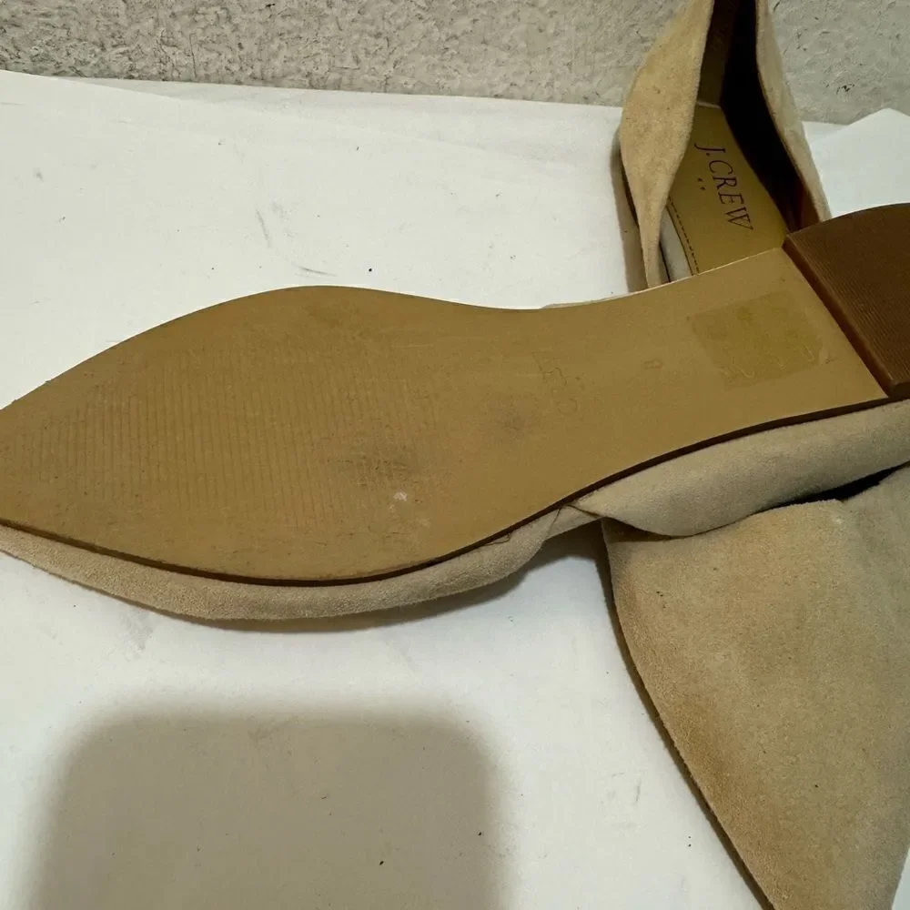 Jcrew suede pointed toe flats tan taupe size 8